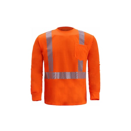 High Viz Long Sleeve Jersey T Shirt, 3X-Large, Orange, Class 2
